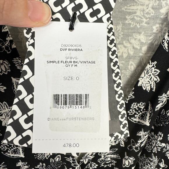 Diane von Furstenberg DVF NWT Riviera Silk Knit Black Floral Skirt Wrap Dress - Picture 8 of 12
